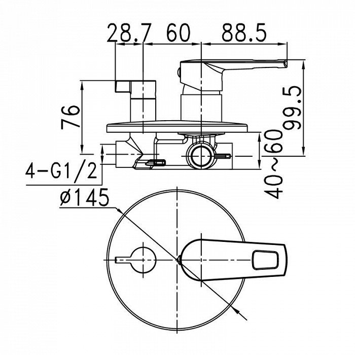 Смеситель для ванны с душем IDDIS Runo RUNSB00i67 хром глянцевый
