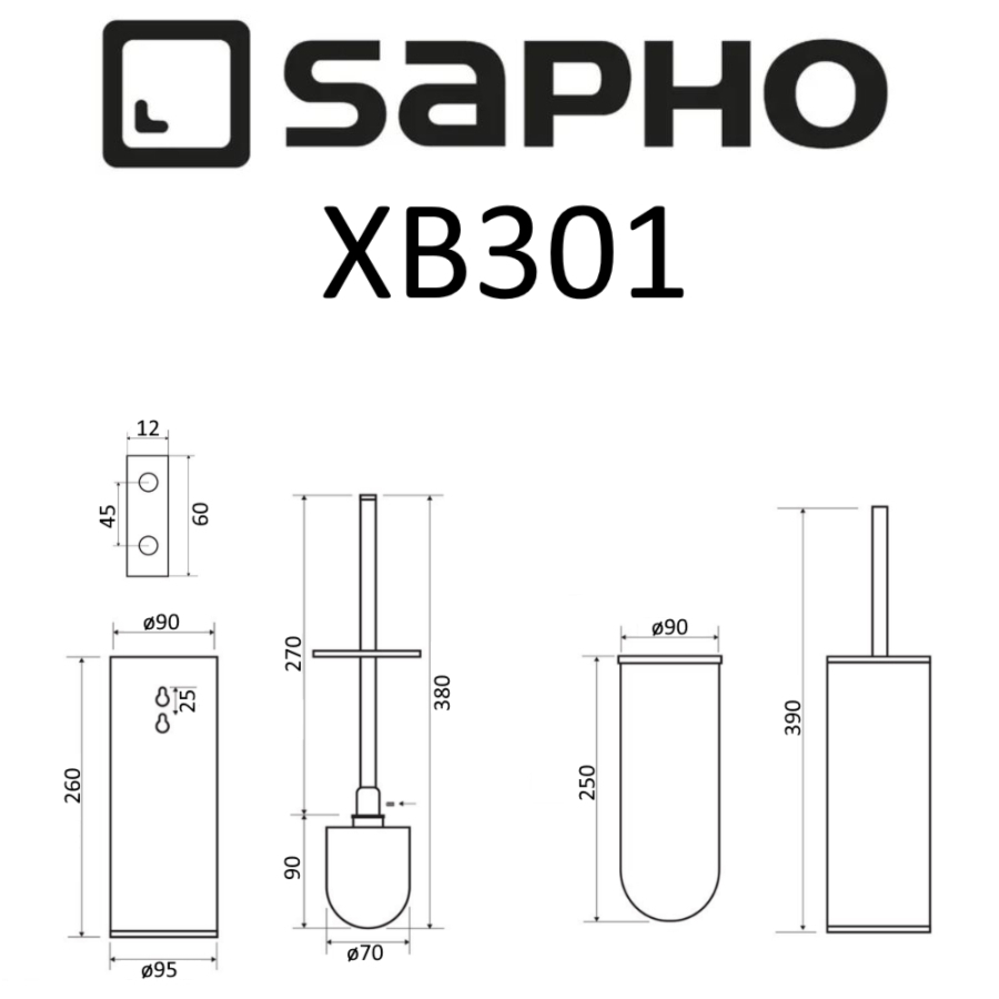 Ершик Sapho X-ROUND BLACK XB301 черный