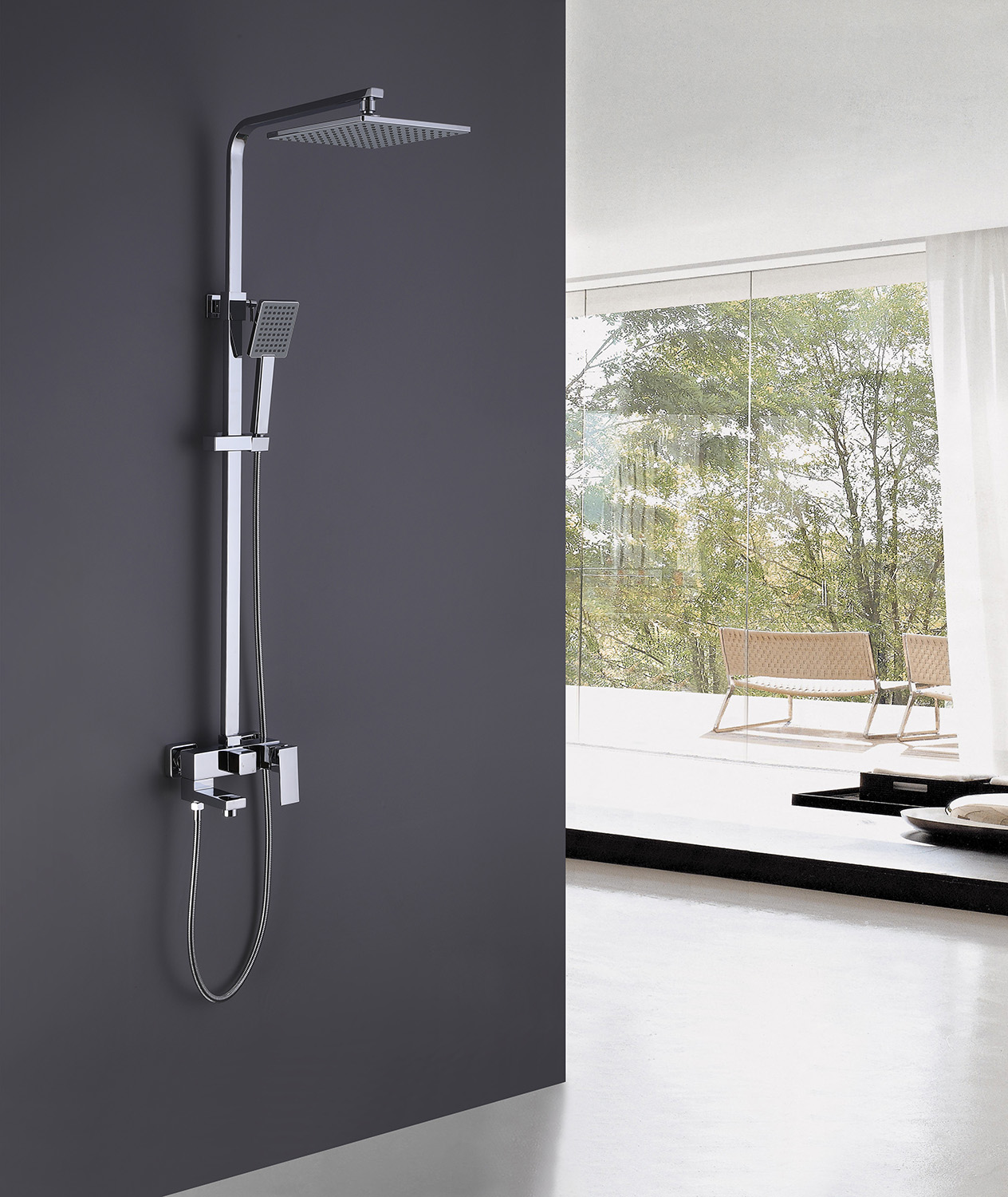 Душевая стойка со смесителем ABBER AF8216 хром