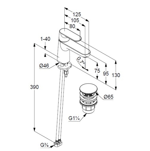 Смеситель для раковины Kludi Louva 242663975 черный матовый