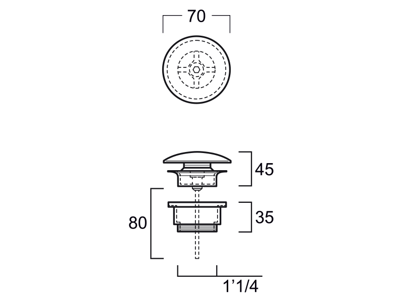 Донный клапан для раковин без перелива Simas PLCE белый