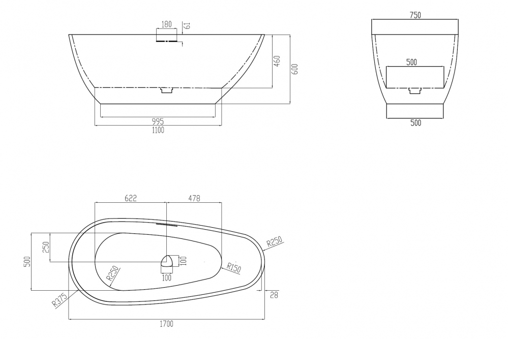 Ванна из искусственного камня ABBER Dortmund AM9911MBG темно-зеленая матовая