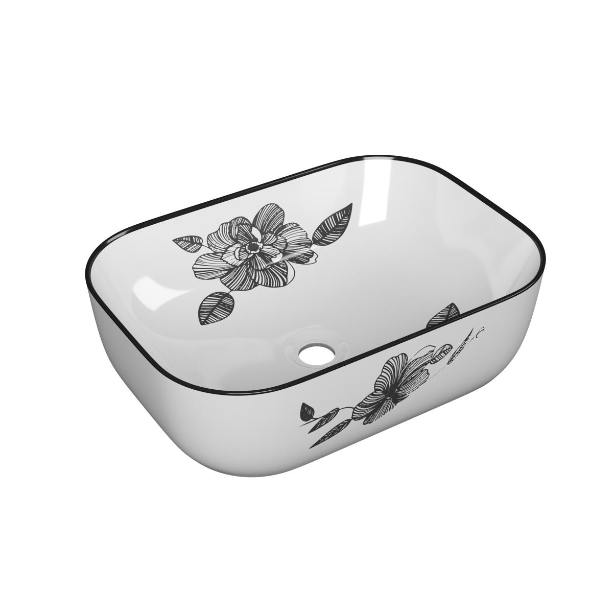 Раковина накладная 46см Point Венера PN43073WB белый с рисунком