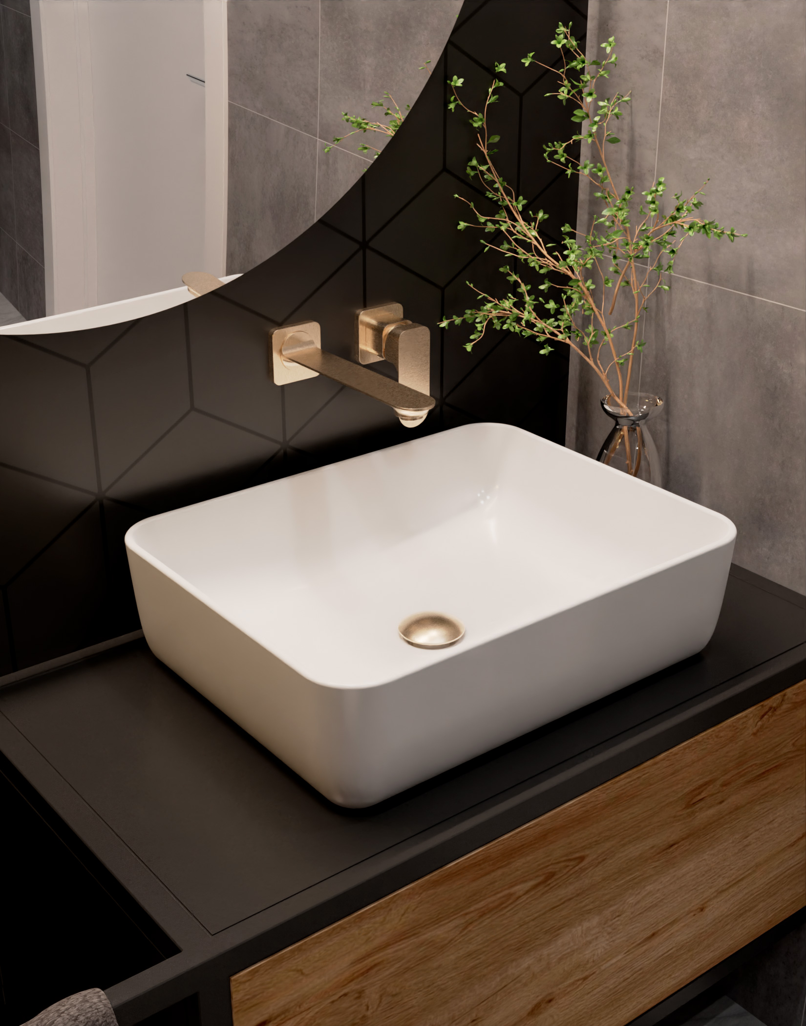 Смеситель для раковины AQUAme Monza AQM6315BG золото матовое