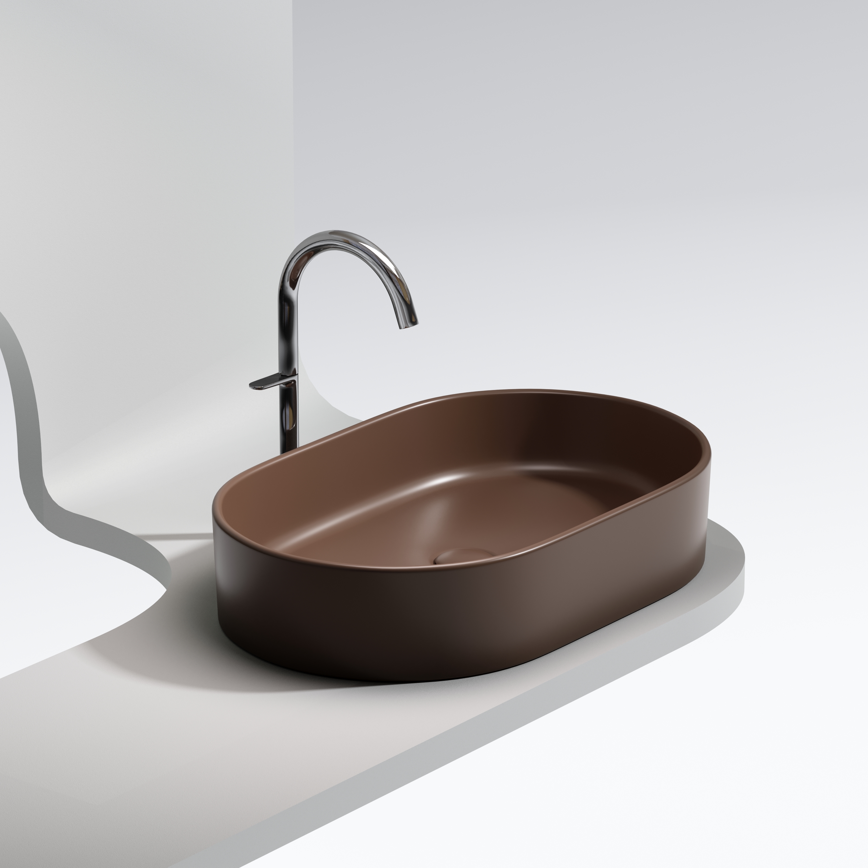 Раковина накладная 60см Ceramica Nova Element CN6048MDB коричневый матовый