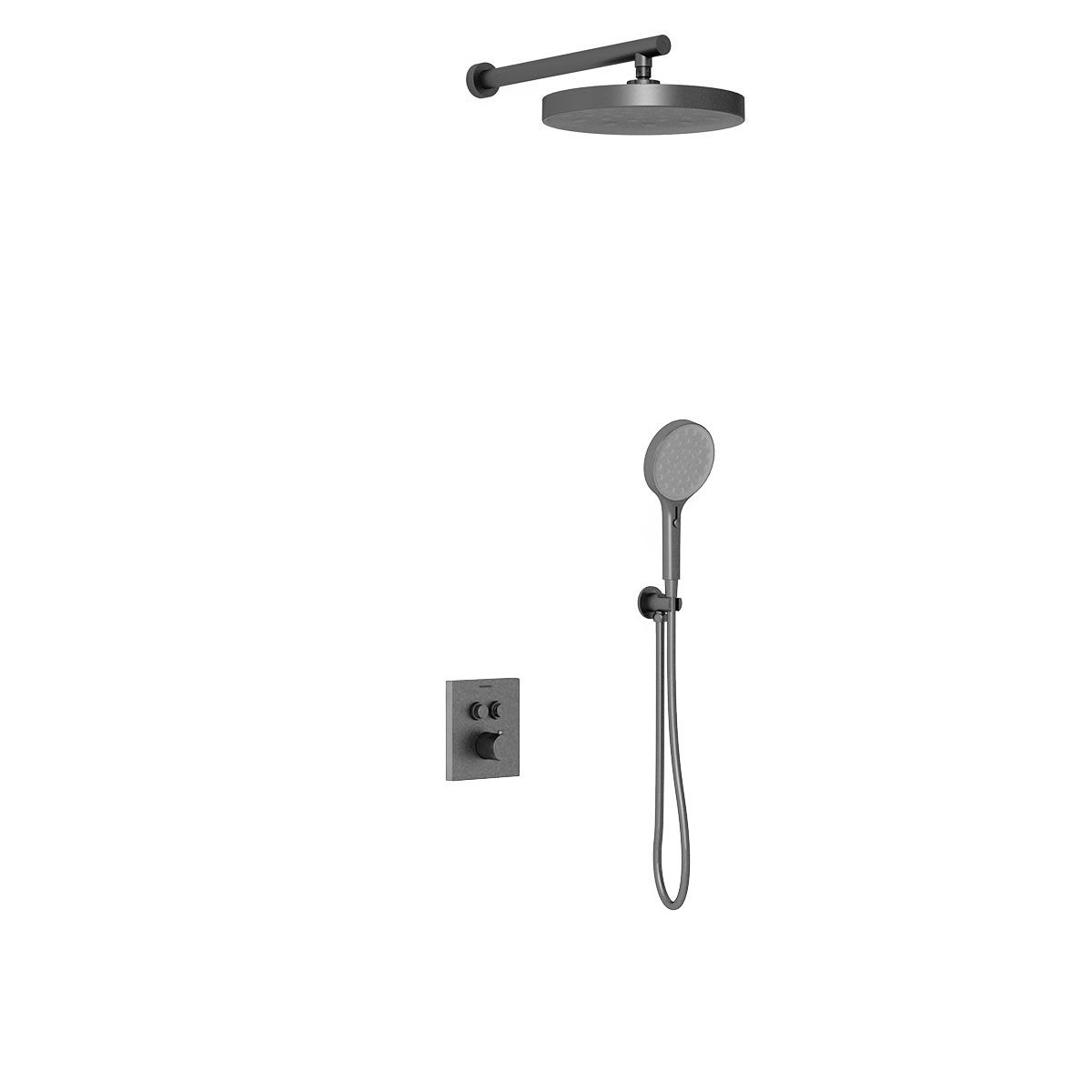 Душевой комплект Vincea Inspire VSFW-3I21T2GM встраиваемый, термостатический, 2 режима, вороненая сталь