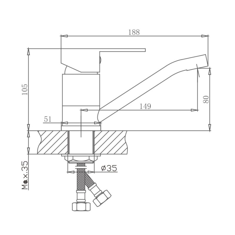 Смеситель для кухни Haiba HB45802, сталь