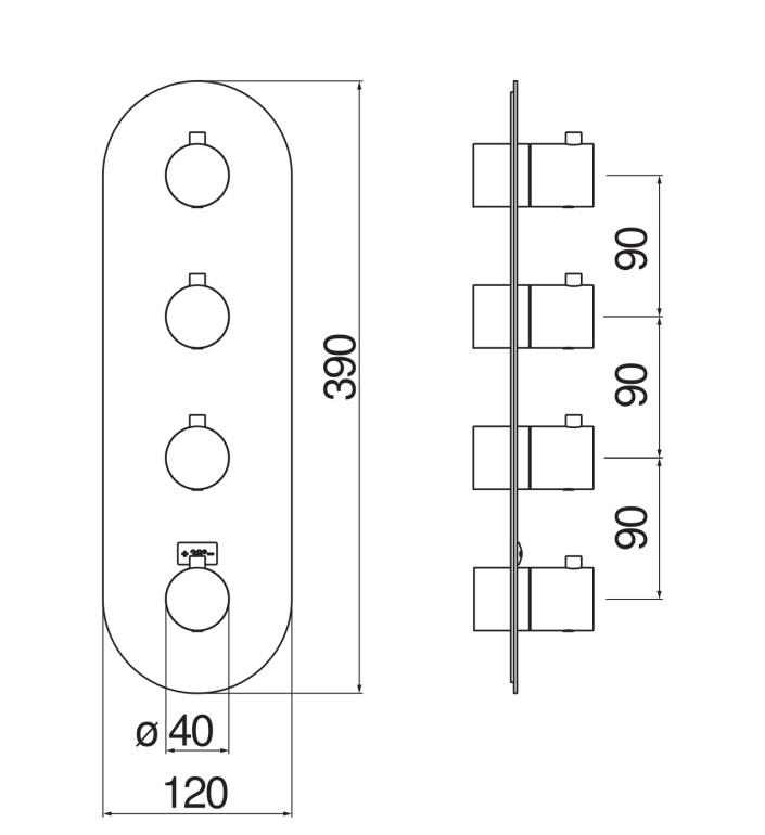 Термостат для душа на 3 выхода Nobili Live WE00103/TRCP красное золото