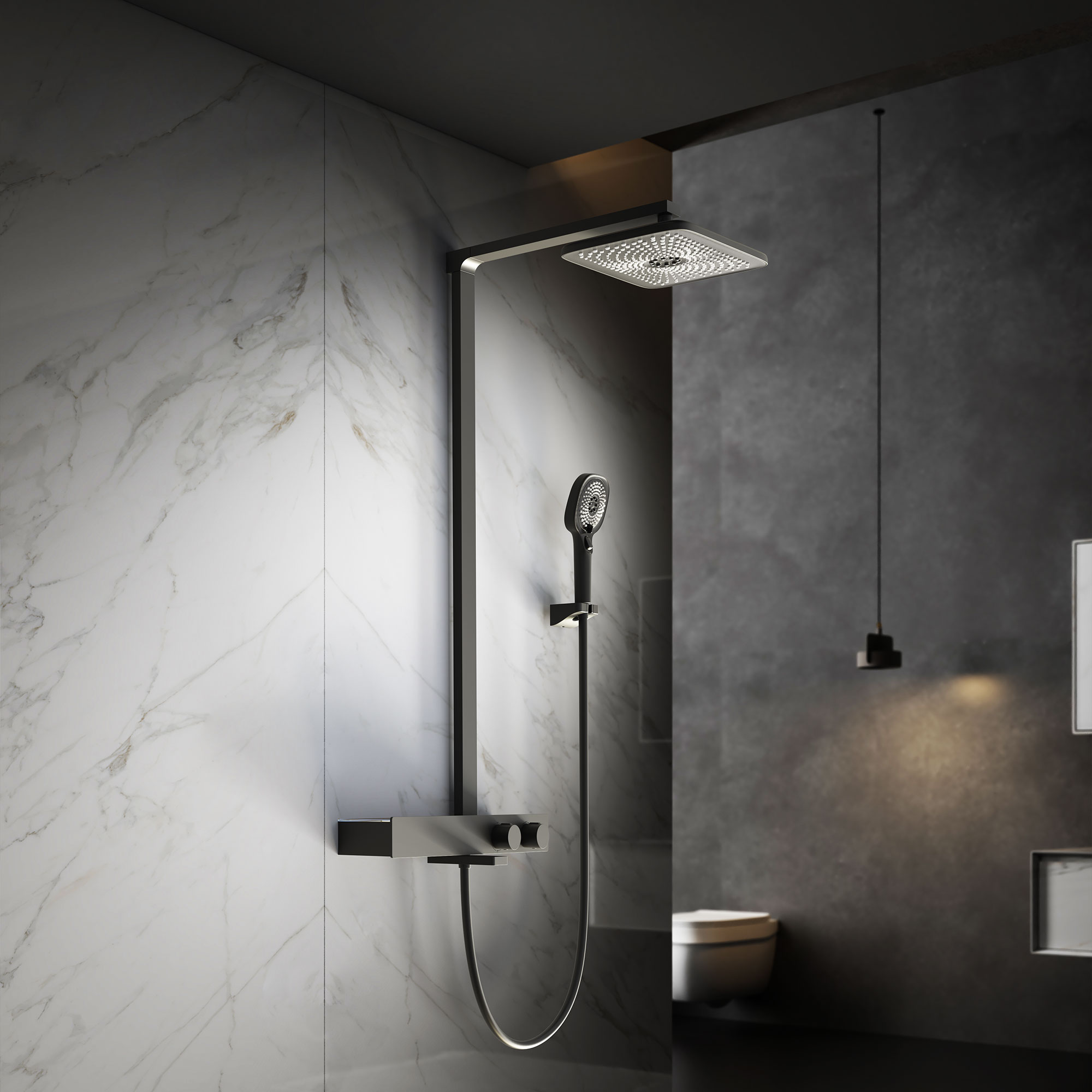 Душевая стойка с термостатом Vincea Inspire VSFS-3I13TMB черный матовый