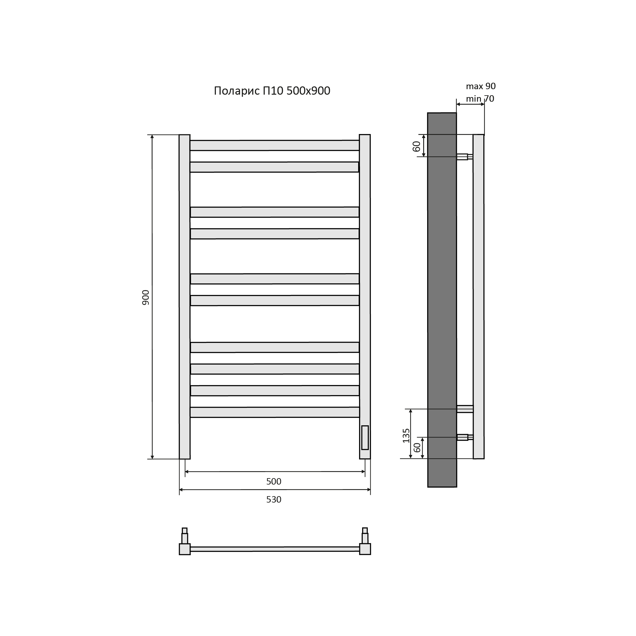 Полотенцесушитель элекрический Aquatek Поларис 90х50 хром
