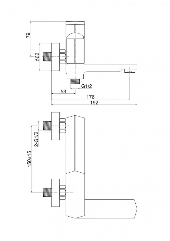 Смеситель для ванны с душем Cersanit WISLA 63056 хром