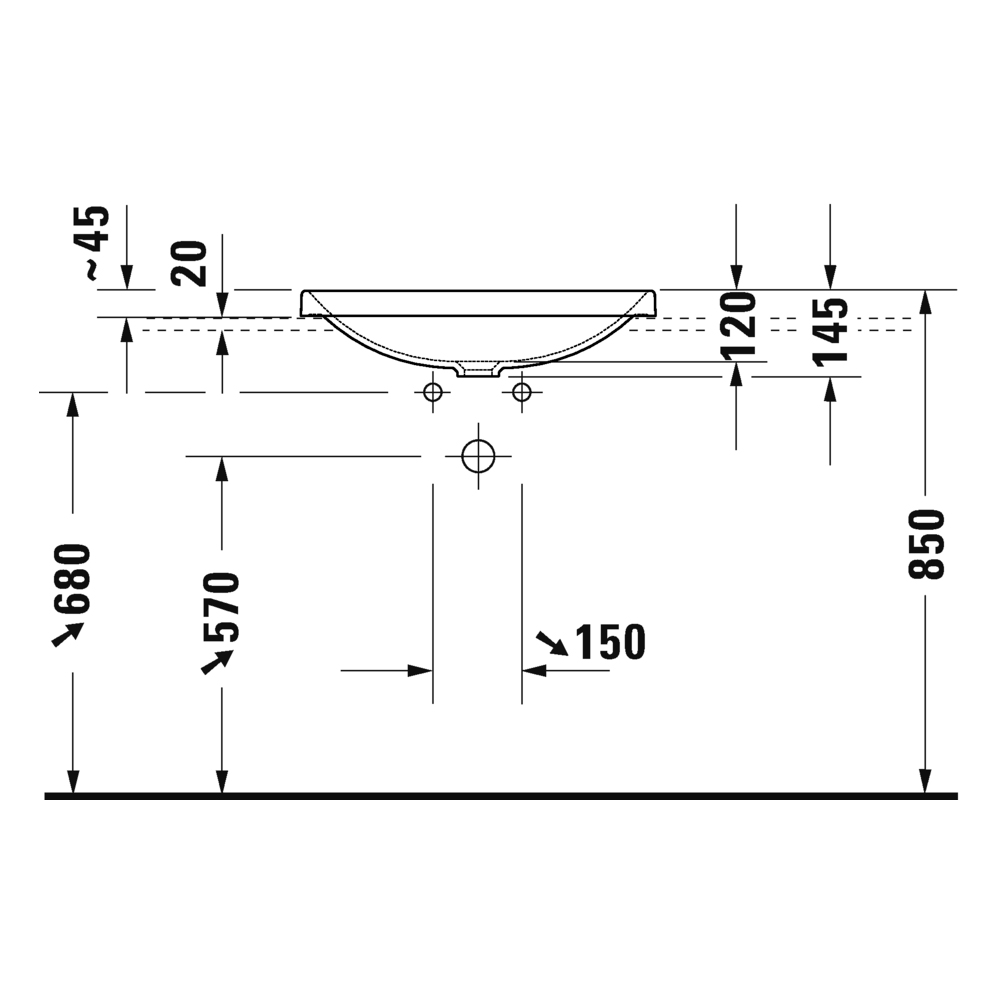 Раковина встраиваемая сверху 60см Duravit D-Neo 0358600079 белый