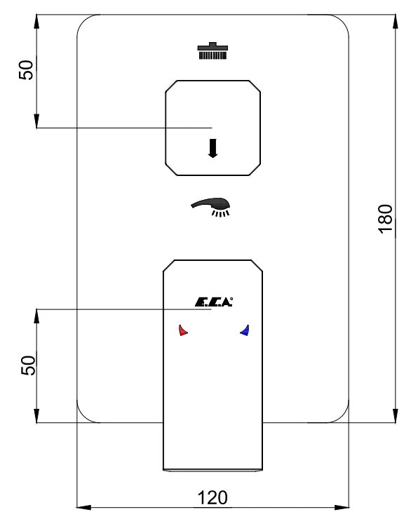Смеситель для ванны на два потребителя E.C.A Tiera 102167205C1EX-KDE черный матовый
