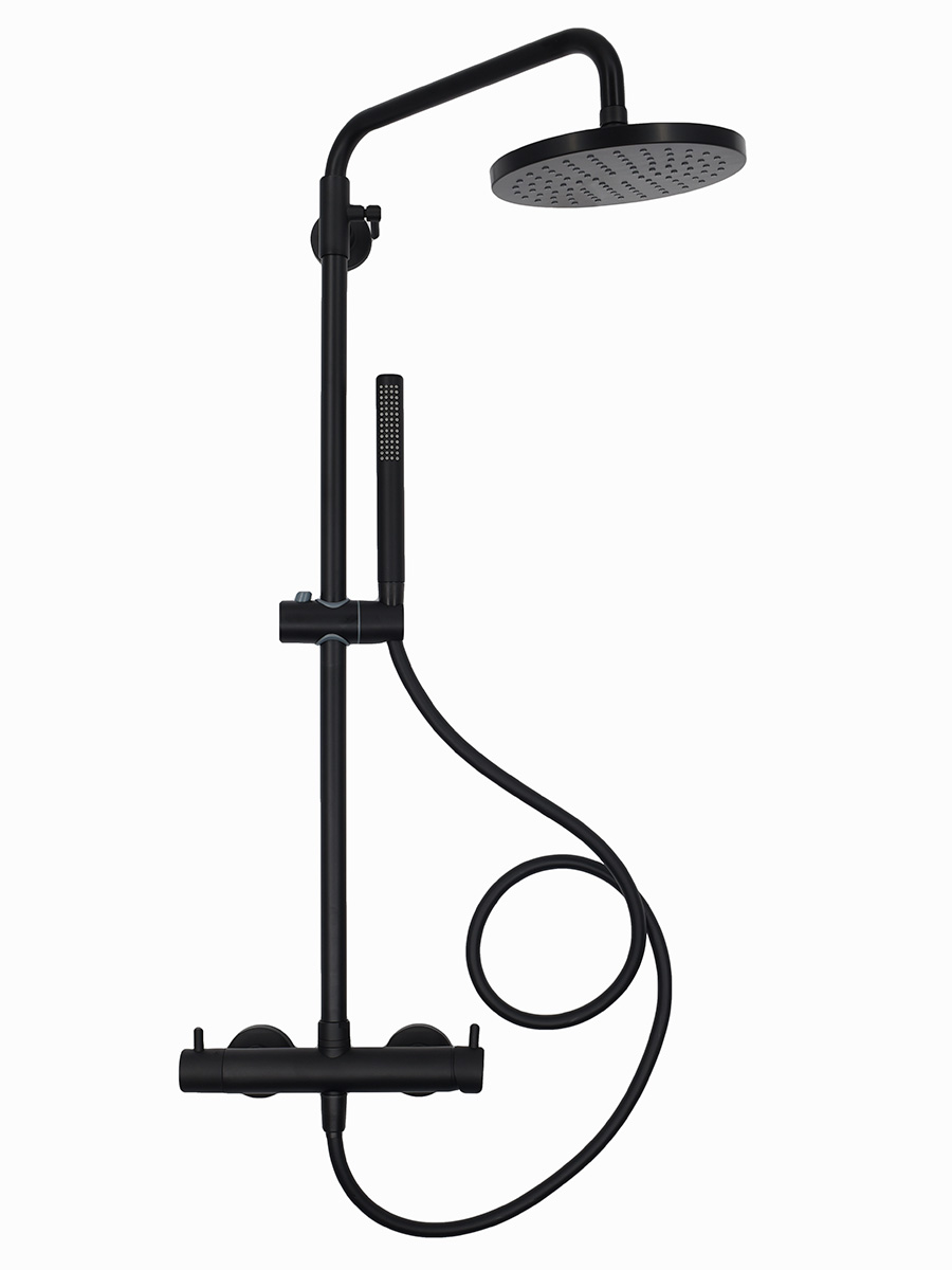 Душевая стойка со смесителем AQUAme AQM8001MB черный матовый