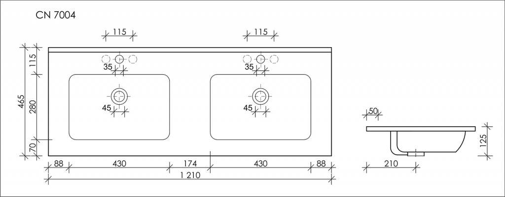 Раковина накладная 121см Ceramica Nova Element CN7004 белый
