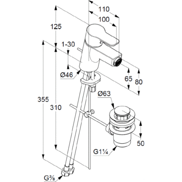 Смеситель для биде Kludi Pure&Easy 375339165 хром/белый