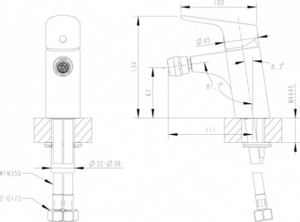 Смеситель для биде Bravat Drop F94898C хром