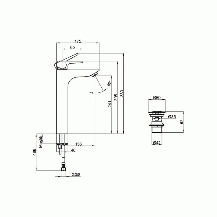 Смеситель для раковины Villeroy & Boch Subway 2.0 TVW10210511061 хром