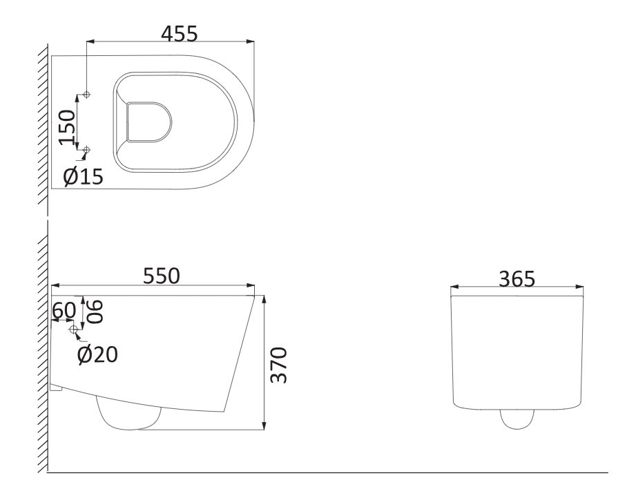 Унитаз подвесной Creo Ceramique Rennes RE1100R+RE1001T белый