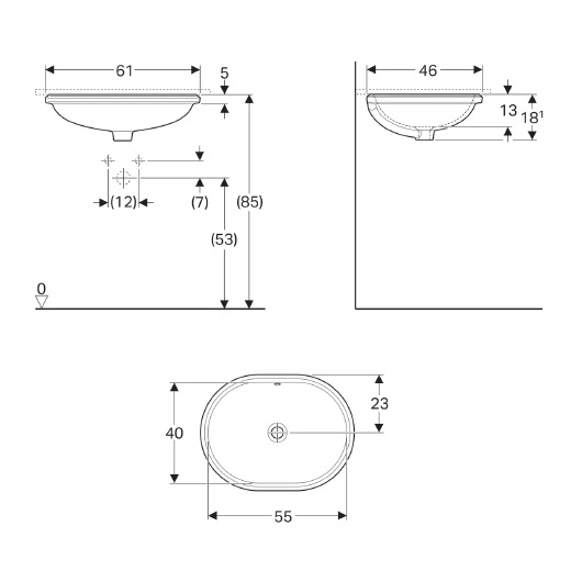 Раковина 55см Geberit VariForm 500.758.01.2