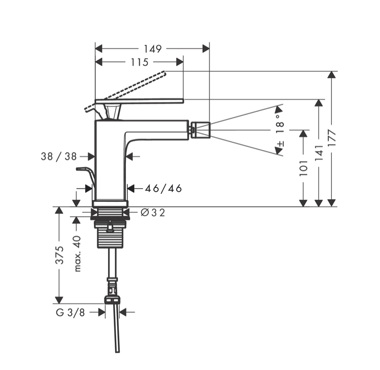Смеситель для биде Hansgrohe Tecturis E 73200670 черный матовый