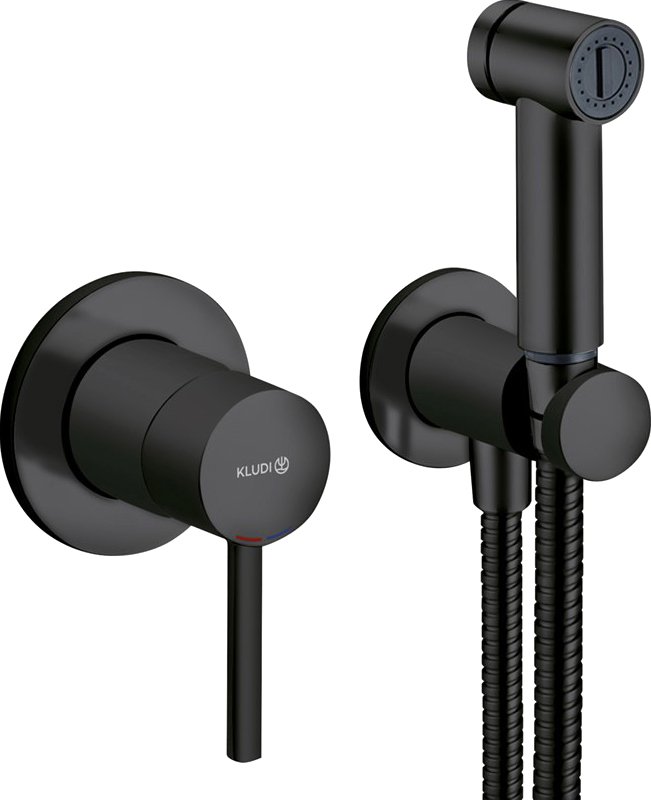 Гигиенический душ со смесителем Kludi Bozz 389983976 черный матовый