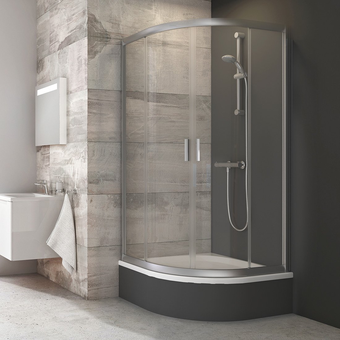 Душевой угол Ravak Blix BLCP4 SABINA 80x80x175 профиль сатин, стекло прозрачное (для установки на глубокий поддон)