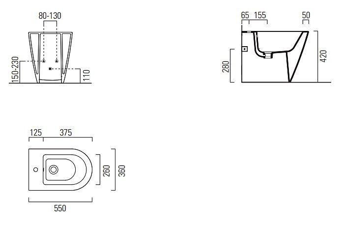 Биде напольное GSI Kube X 9462111 белый