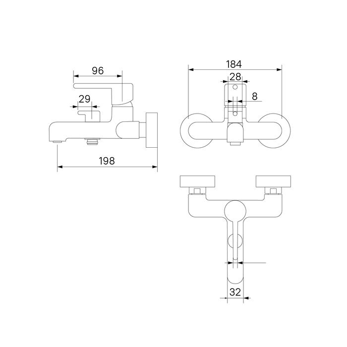 Cмеситель для ванны, хром матовый, Aiger, IDDIS AIGBC00i02WA