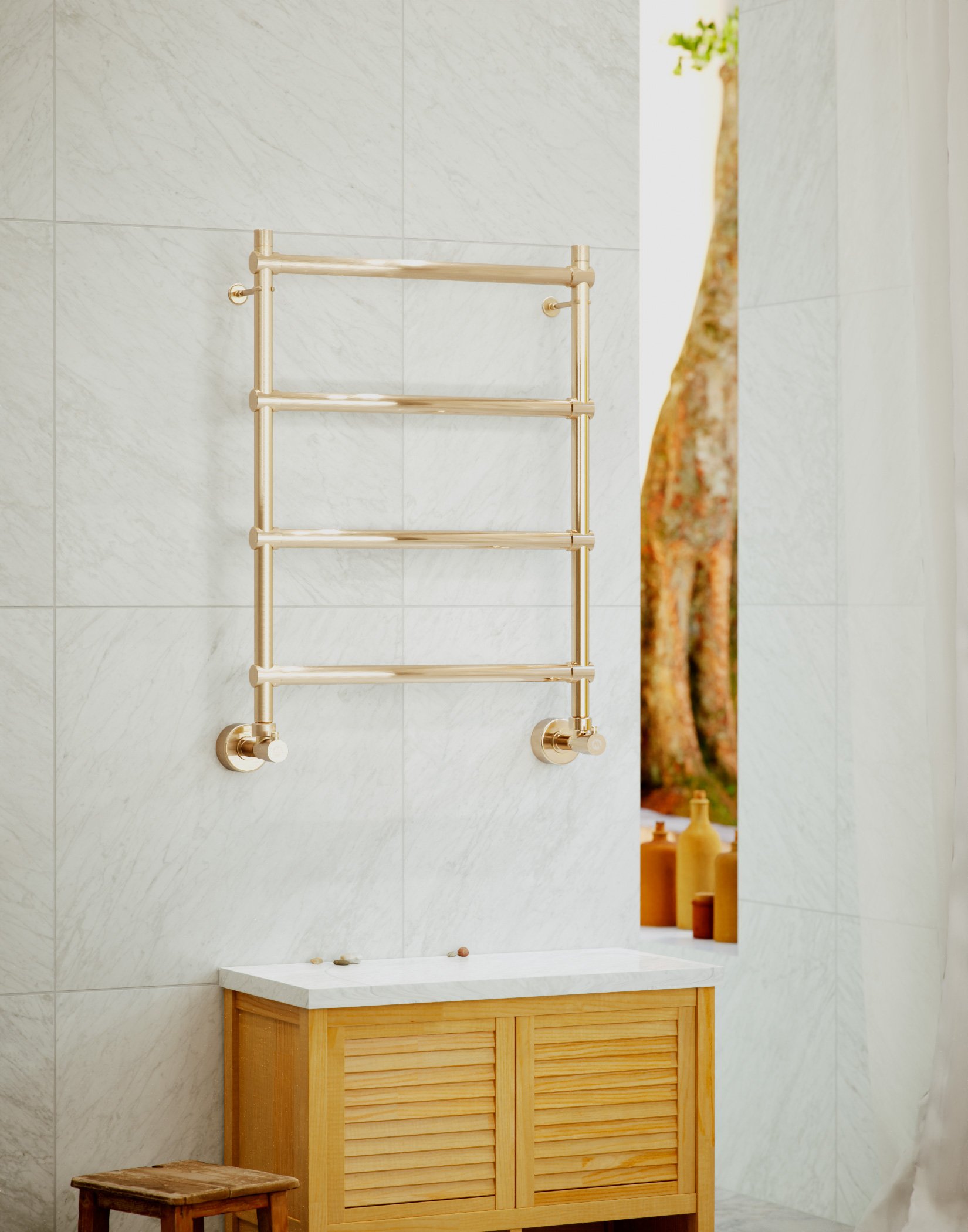 Полотенцесушитель водяной Margaroli Sole 4424704OBN 72х53 бронза