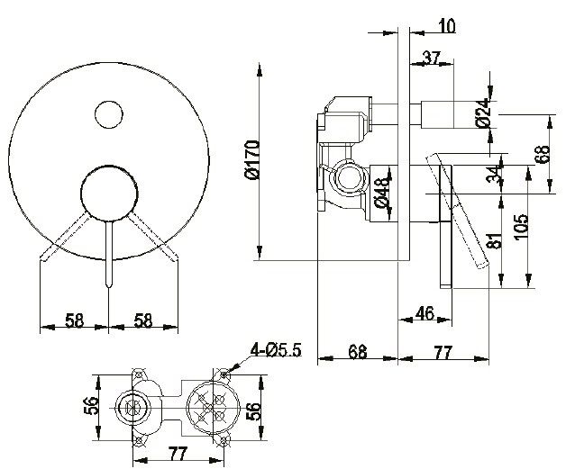 Смеситель для ванны с душем Villeroy & Boch Dawn TVS10635311061 хром