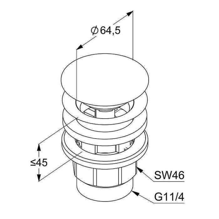 Донный клапан click-clack Kludi 1042639-00 черный матовый
