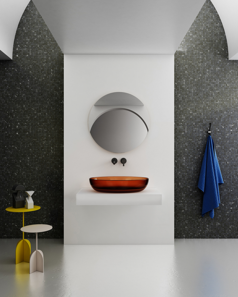 Раковина накладная 60см ABBER Kristall AT2801Opal коричневый