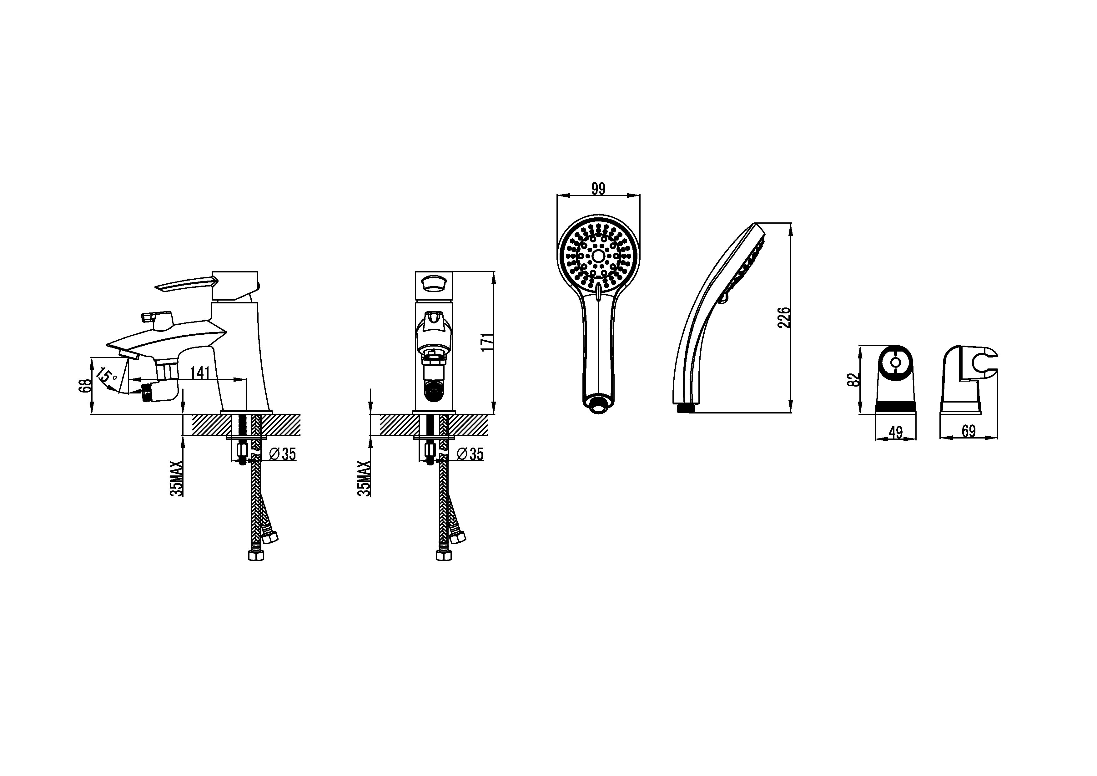 Смеситель для ванны с душем Lemark Atlantiss LM3215C хром