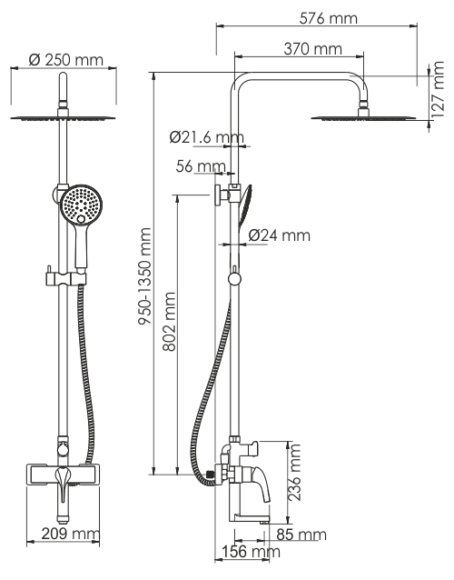 Душевая стойка WasserKRAFT A17101 золото глянцевое