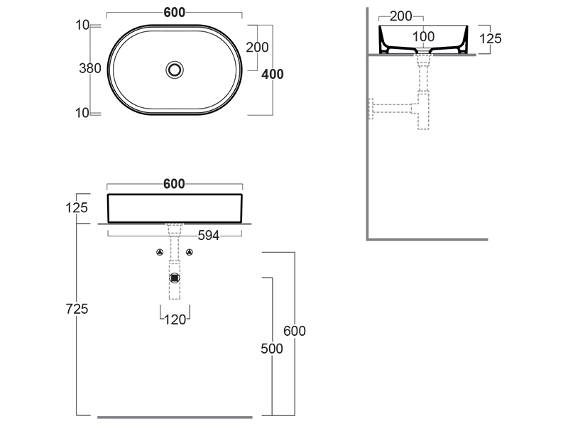 Раковина накладная 60см Simas Folio FO02 белый