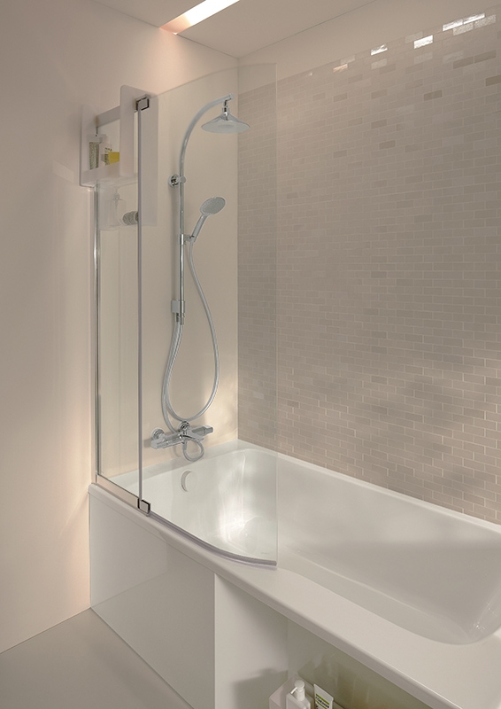 Шторка на ванну Jacob Delafon Bain Douche Malice 95x150 Хром стекло прозрачное