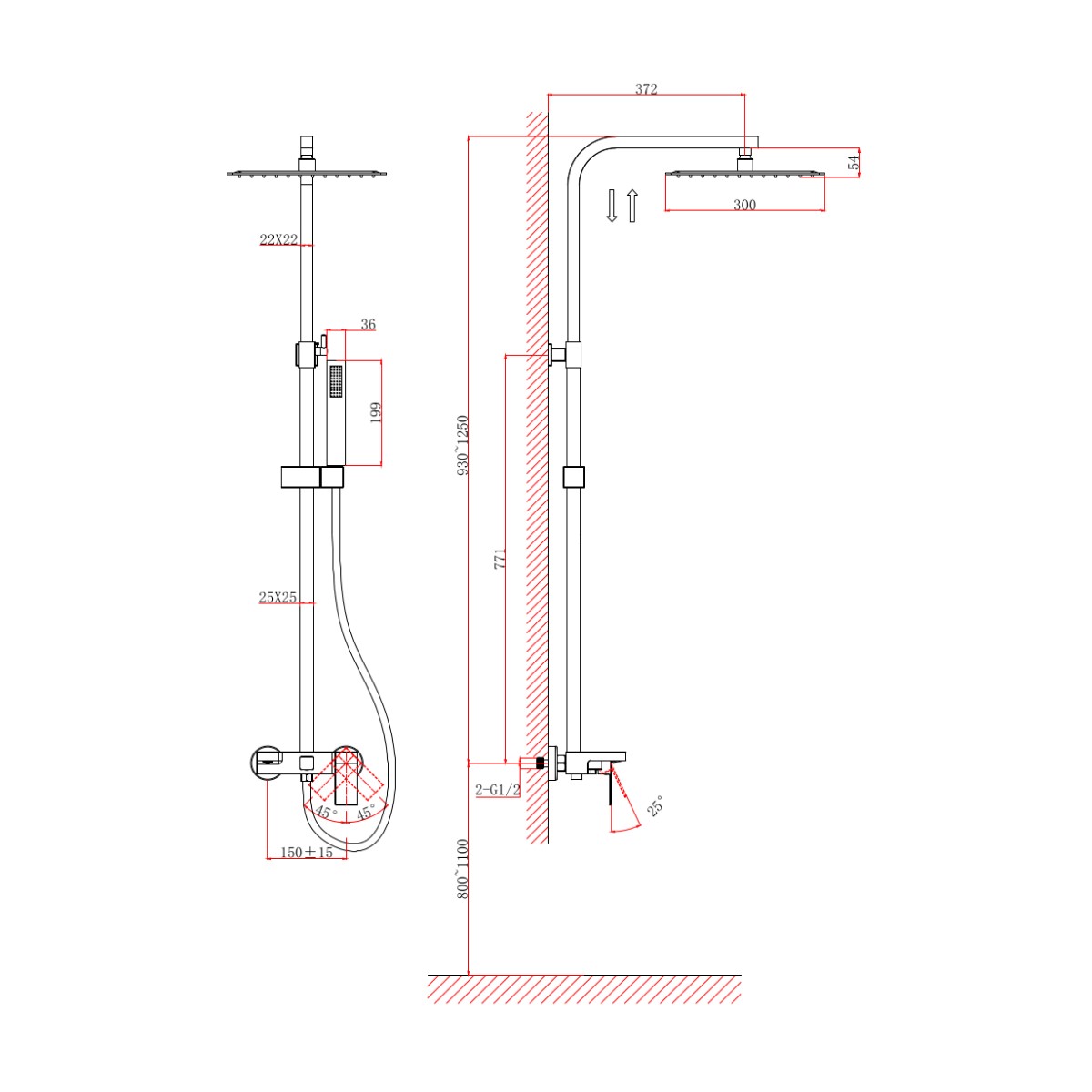 Душевая система D&K Bayern.Liszt DA1513705A04, черный