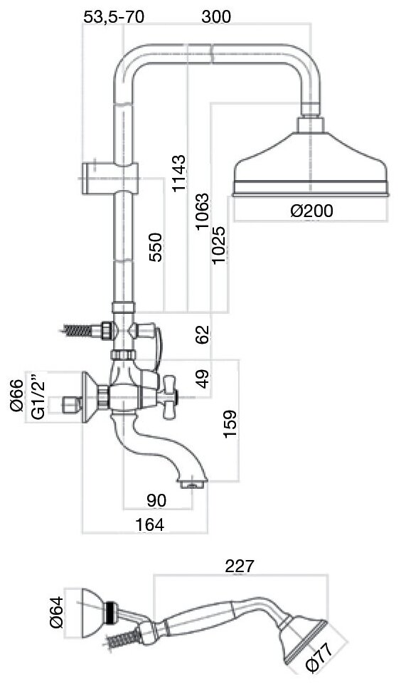 Душевая стойка Webert Armony AM721208065 бронза