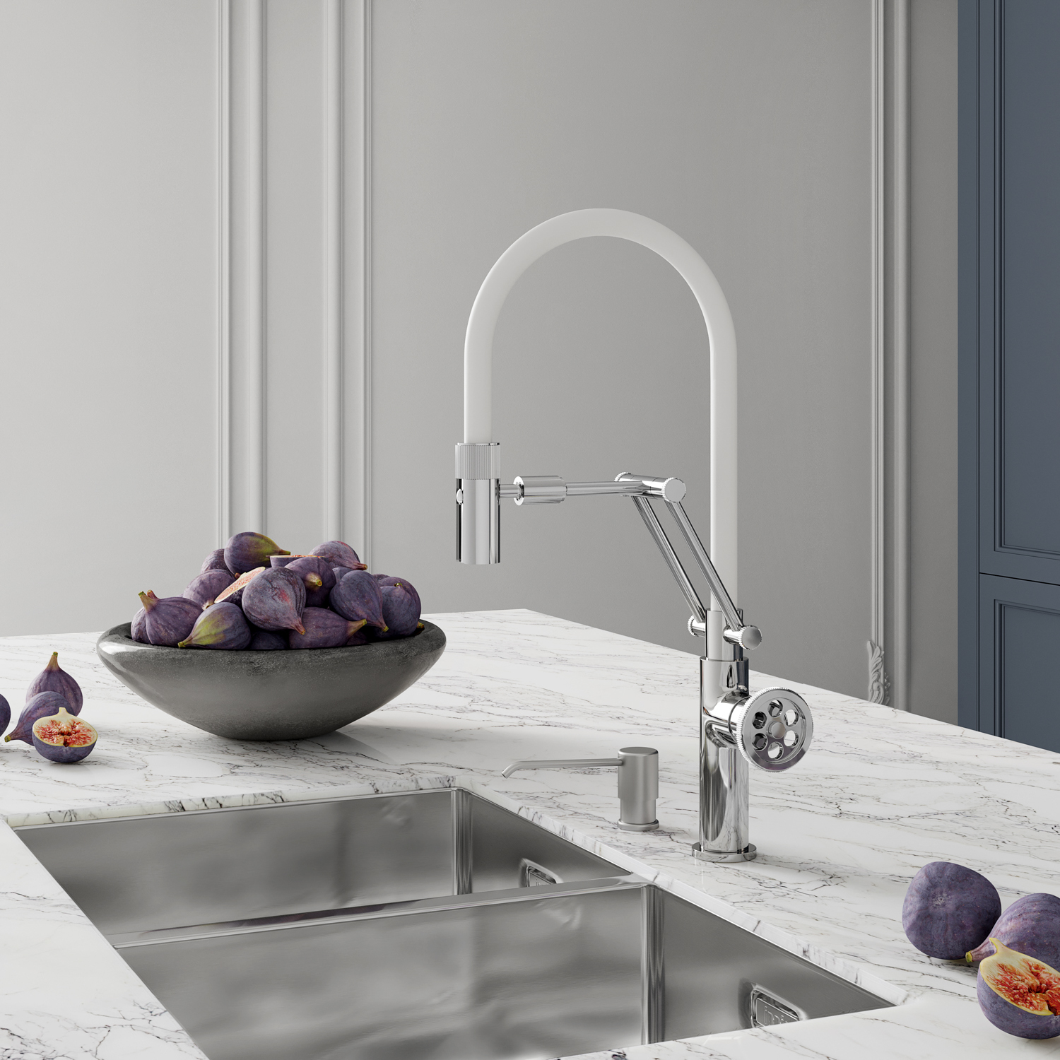 Смеситель для кухни IDDIS Grange GRASBFLi05 хром глянцевый/белый