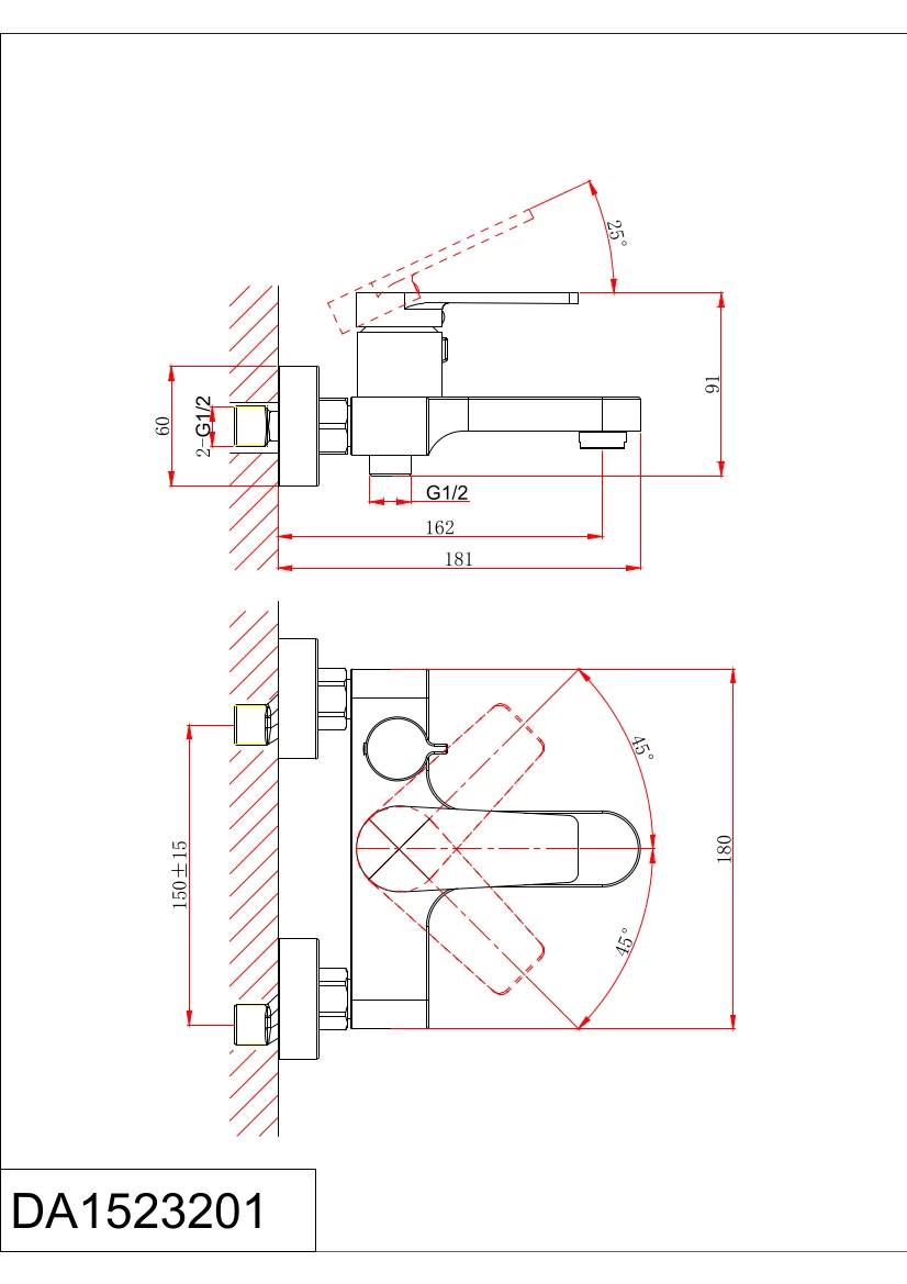 Смеситель на борт ванны D&K Bayern.Fürth DA1523205, черный матовый