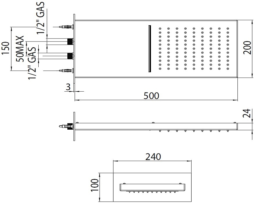 Верхний душ Bossini Manhattan I00575.030 хром