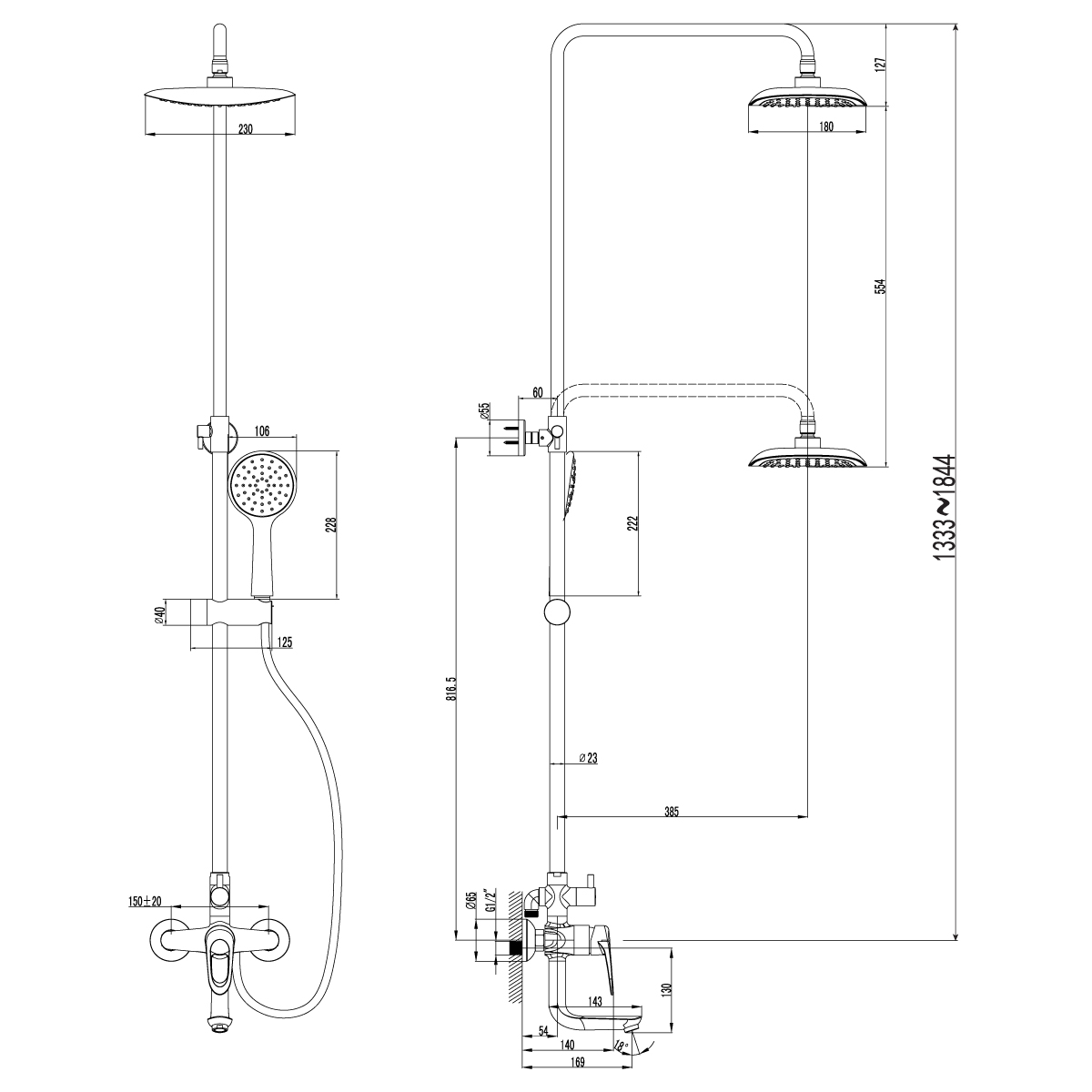 Душевая стойка Lemark Omega LM3162C хром
