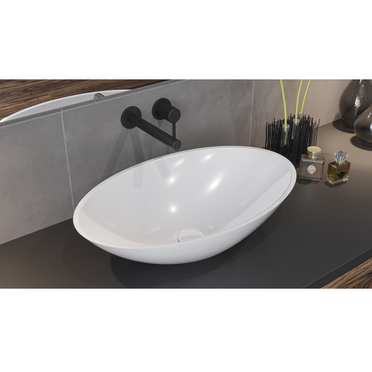 Умывальник WHITECROSS Aquamarine 56x35 (белый глянец) иск. камень