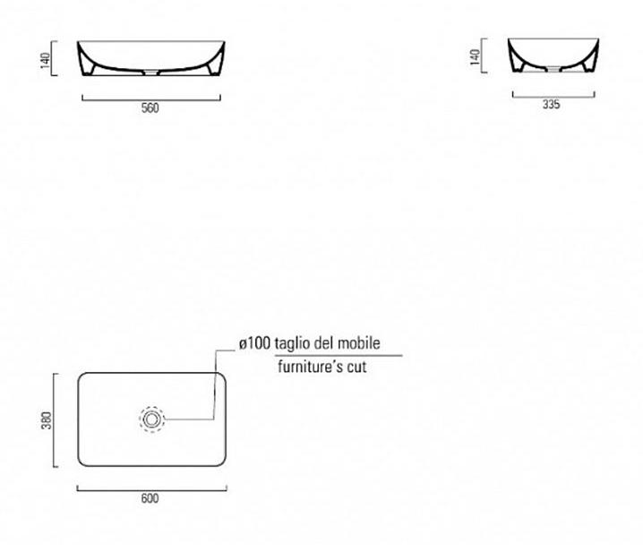 Раковина накладная 60см GSI Sand 903611 белая