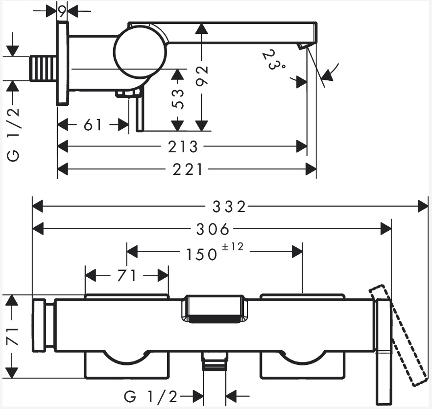 Смеситель для ванны Hansgrohe Tecturis E 73420700 белый матовый