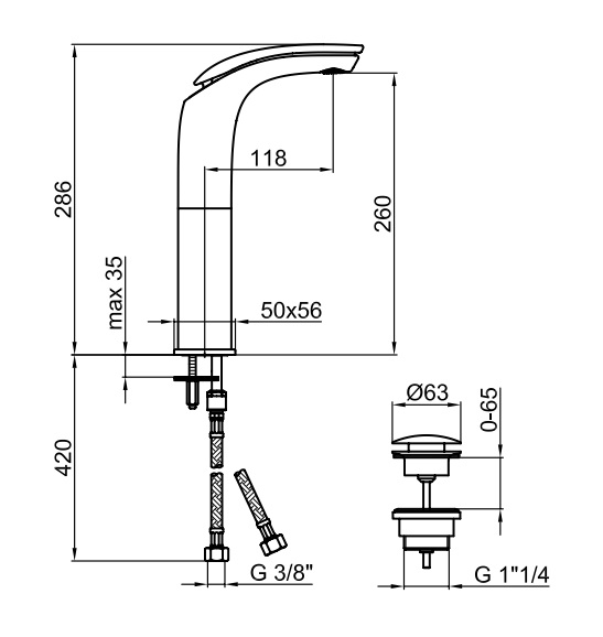 Смеситель для раковины Webert Aria AI830402560, черный