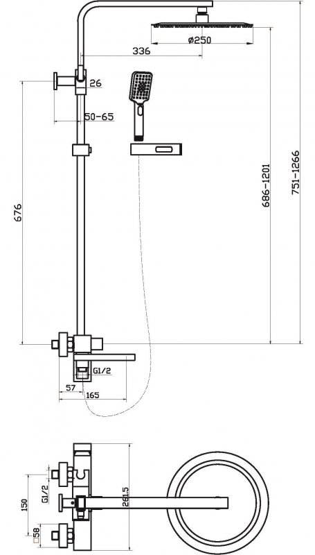 Душевая стойка BelBagno Luce LUC-VSCM-NERO черный матовый
