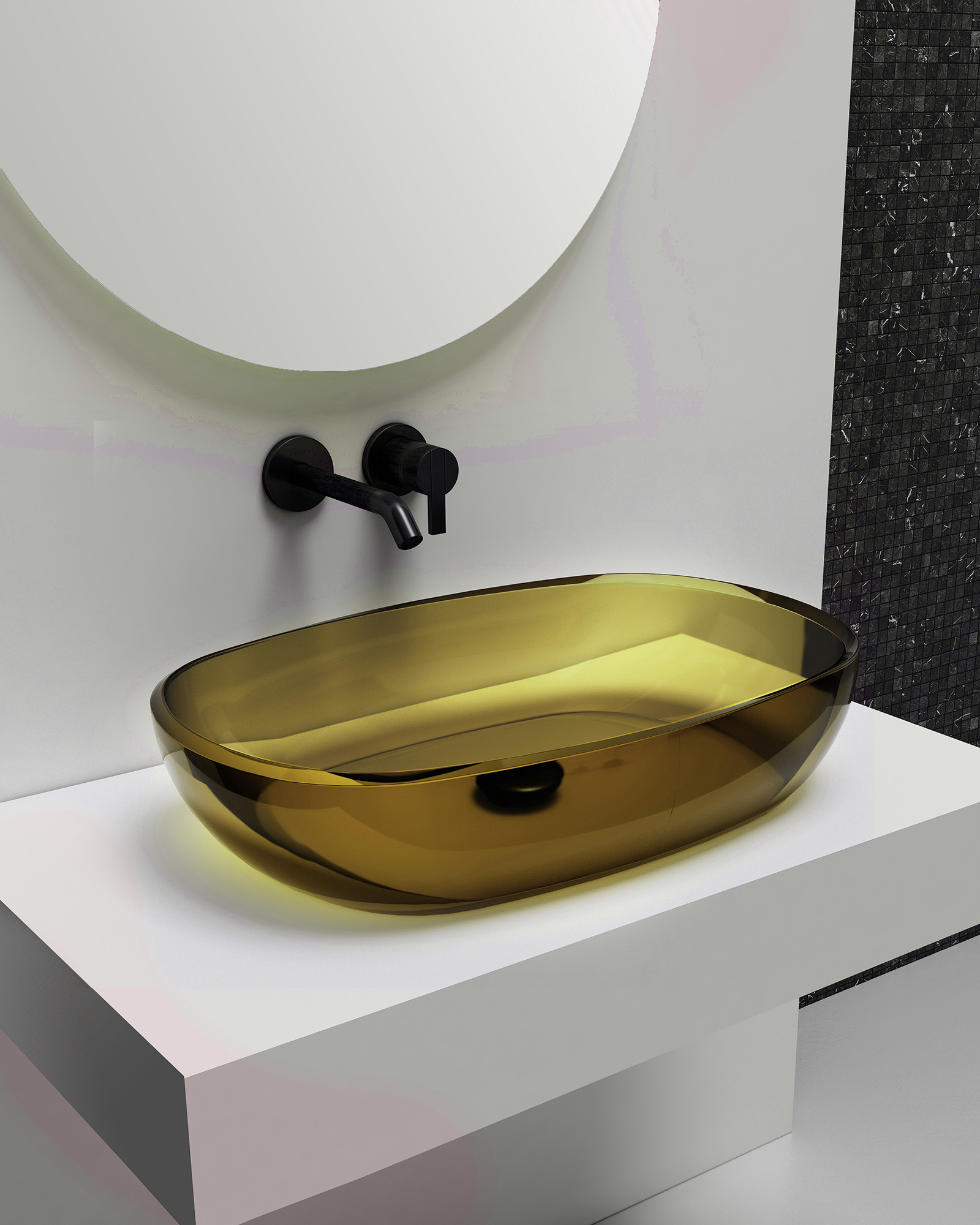 Раковина накладная прозрачная ABBER Kristall AT2805Vesuvian оливковая