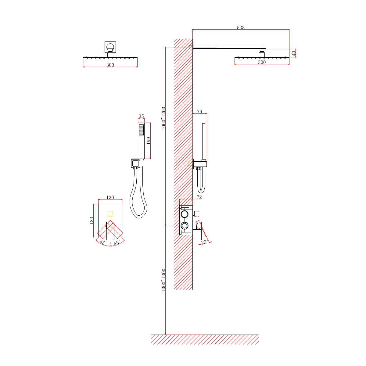 Душевая система встраиваемая D&K Bayern.Liszt DA1515705A04, черный